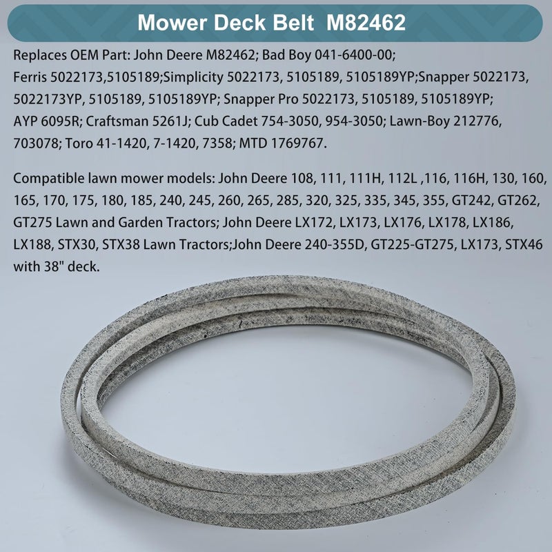 Holdly 1/2 x 66'' Deck Belt for Bad Boy 041-6400-00 AYP 6095R/John Deere M82462, Mower Belt for Bad Boy 041640000 ZT Elite ZT Avenger MZ Magnum CZT/John Deere130 160 170 175 240 245 (041-6400-00) - Image 2